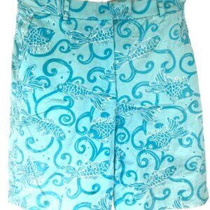 Lilly Pulitzer ladies bermuda walking shorts 4 blue fish vtg casual everyday